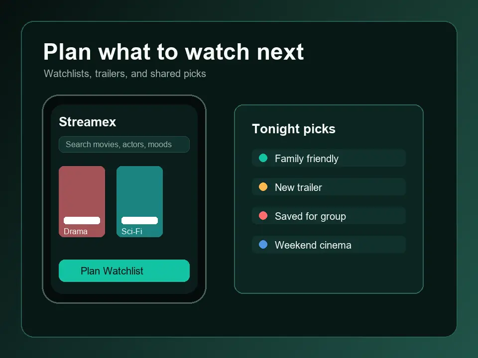 Streamex watchlist and trailer planning preview