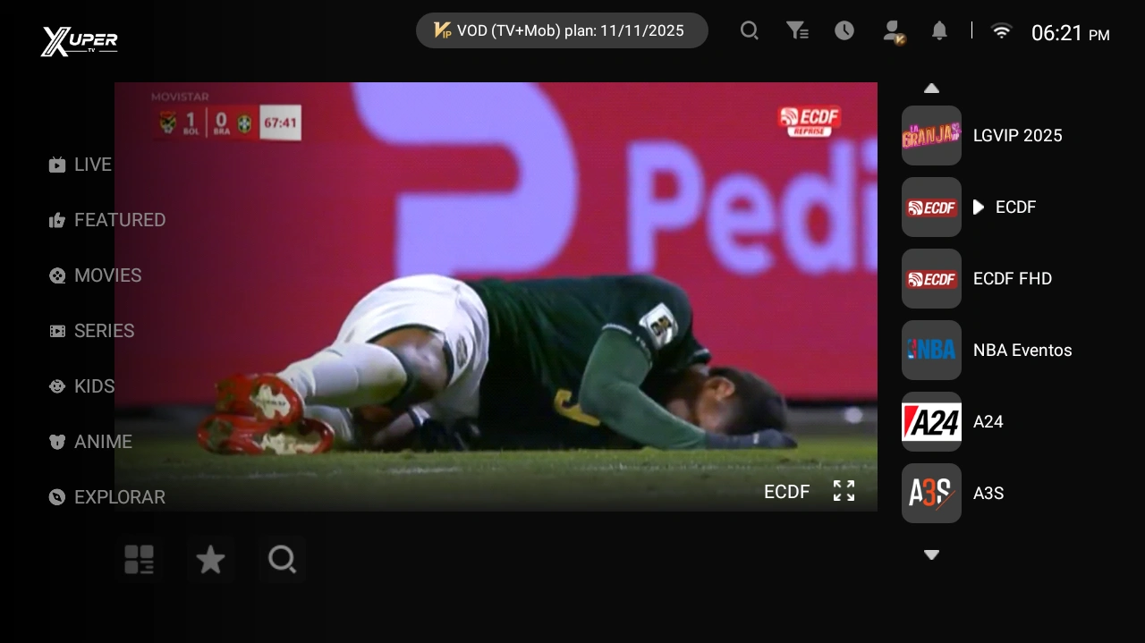 Streamex TV remote navigation overlay example