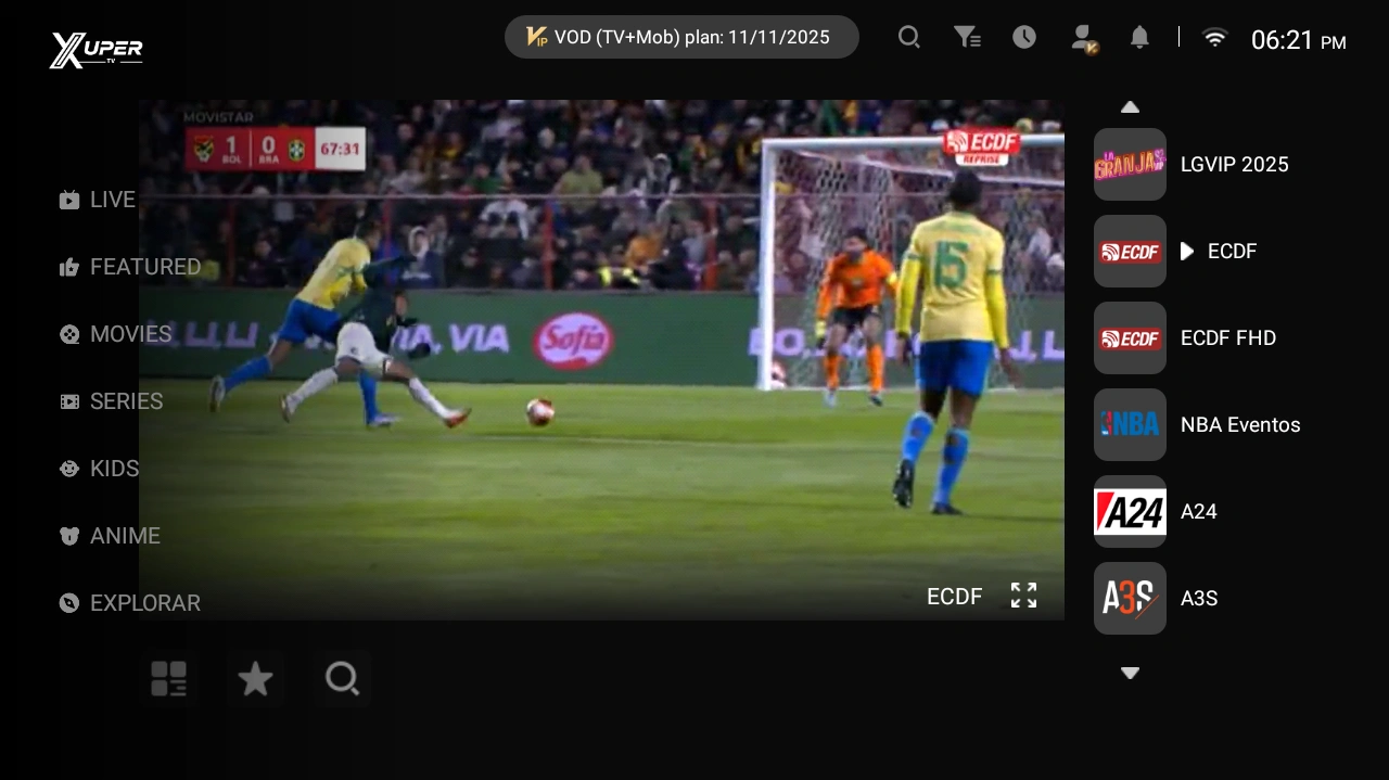 Streamex TV setup preview on a television screen